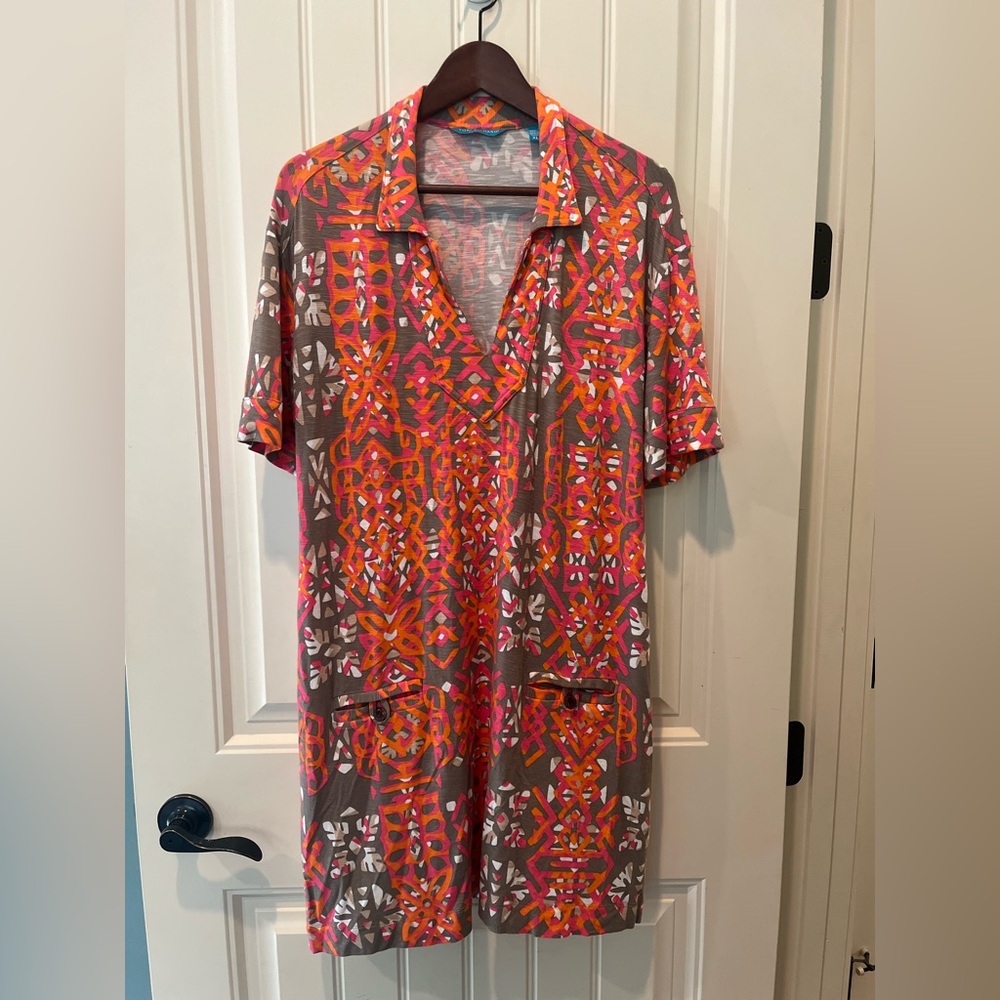 Tori Richard Dress Size XL Gorgeous Lightweight Rayon Summer Perfect Geo Pattern